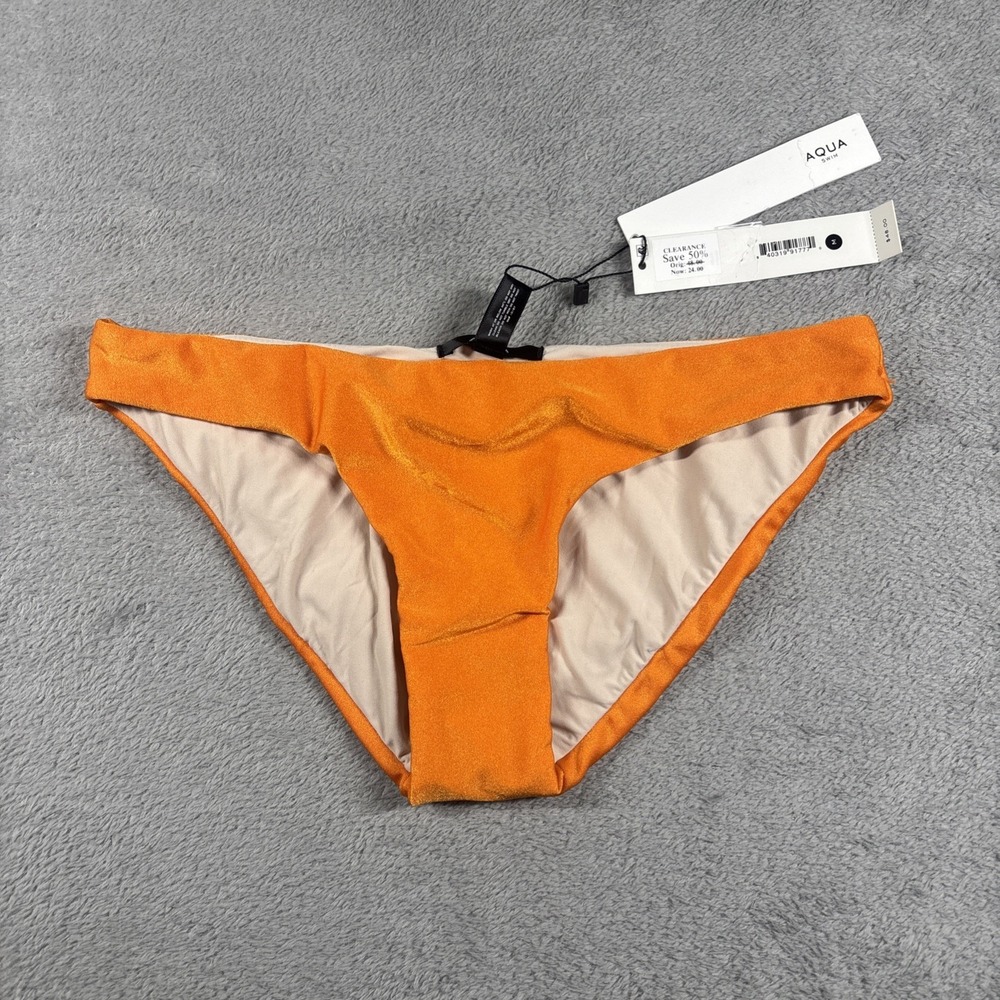 Aqua Swim Orange Shell Bikini Swim Bottom Size M NWT